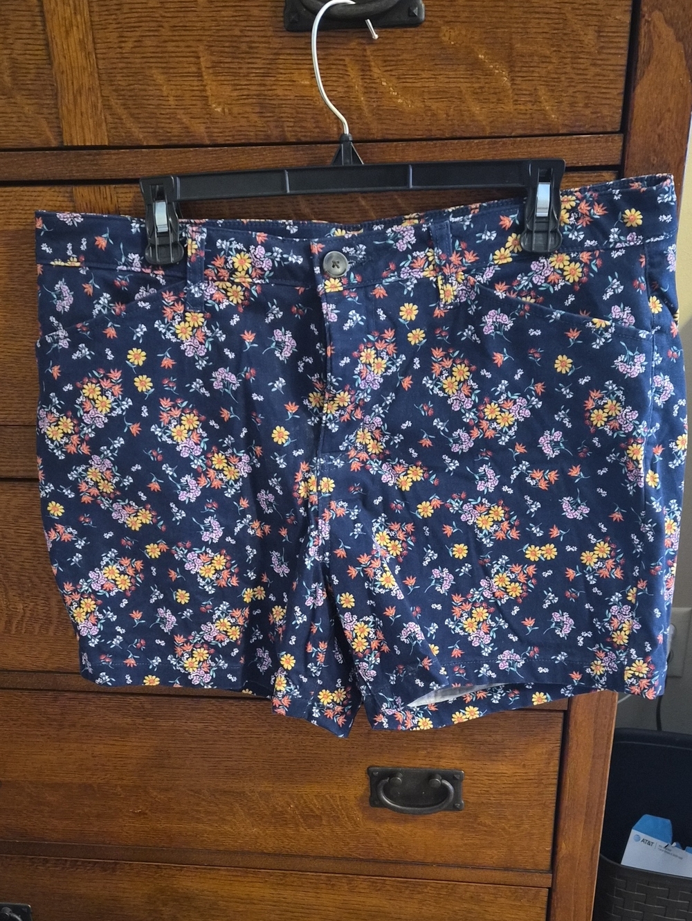 St. John's Bay Navy Floral Cotton-Blend Shorts